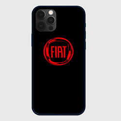 Чехол для iPhone 12 Pro FIAT logo red, цвет: 3D-черный