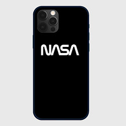 Чехол для iPhone 12 Pro Nasa white logo, цвет: 3D-черный