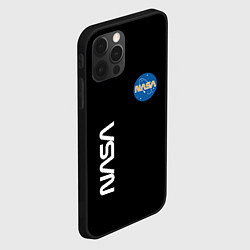 Чехол для iPhone 12 Pro NASA logo usa space, цвет: 3D-черный — фото 2