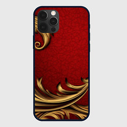 Чехол для iPhone 12 Pro Классический золотой узор на красном бархате, цвет: 3D-черный