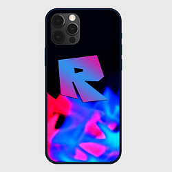 Чехол для iPhone 12 Pro Roblox neon flame, цвет: 3D-черный