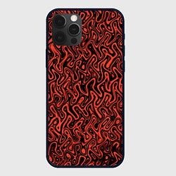 Чехол для iPhone 12 Pro Чёрно-коралловый абстрактный узор, цвет: 3D-черный