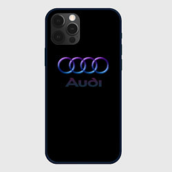 Чехол для iPhone 12 Pro Audi neon logo, цвет: 3D-черный