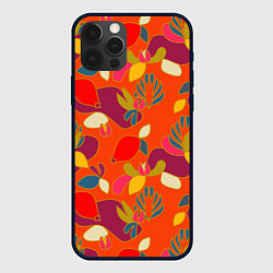 Чехол для iPhone 12 Pro Яркие ягодки-листочки, цвет: 3D-черный