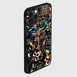 Чехол для iPhone 12 Pro Викинг-череп ворон, руны и молот Тора, цвет: 3D-черный — фото 2