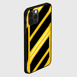 Чехол для iPhone 12 Pro Чёрно-белые полосы на жёлтом фоне, цвет: 3D-черный — фото 2