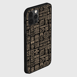 Чехол для iPhone 12 Pro Африканский монохромный орнамент, цвет: 3D-черный — фото 2