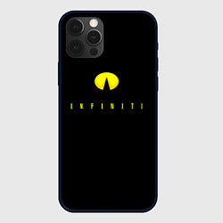Чехол для iPhone 12 Pro Infiniti logo yellow, цвет: 3D-черный