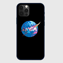 Чехол для iPhone 12 Pro NASA космическое лого, цвет: 3D-черный