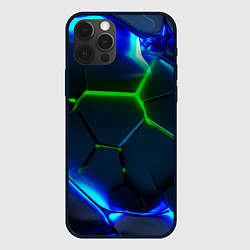 Чехол для iPhone 12 Pro Зеленые яркие неоновые плиты, цвет: 3D-черный