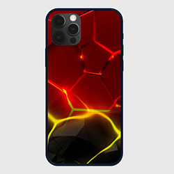Чехол для iPhone 12 Pro Неоновые красные плиты с ярким светом, цвет: 3D-черный
