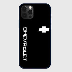 Чехол для iPhone 12 Pro Chevrolet white logo auto, цвет: 3D-черный