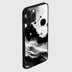 Чехол для iPhone 12 Pro Чёрно-белая абстракция - кляксы, цвет: 3D-черный — фото 2