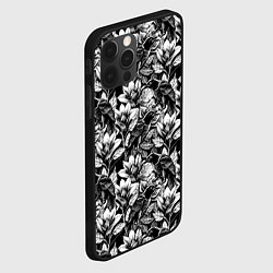 Чехол для iPhone 12 Pro Вороны в цветах, цвет: 3D-черный — фото 2