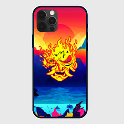 Чехол для iPhone 12 Pro Samurai fire logo japan, цвет: 3D-черный