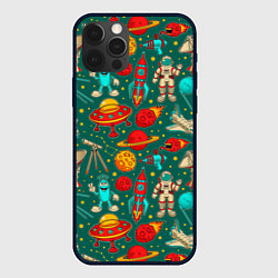 Чехол для iPhone 12 Pro Космические персонажи, цвет: 3D-черный