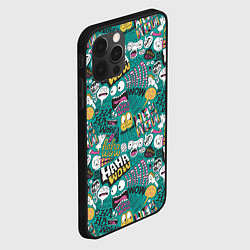 Чехол для iPhone 12 Pro Ха-ха ничего себе - паттерн с рожицами, цвет: 3D-черный — фото 2