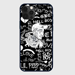 Чехол для iPhone 12 Pro Lil Peep pattern автографы лого, цвет: 3D-черный