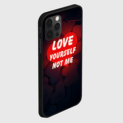 Чехол для iPhone 12 Pro Люби себя, а не меня - сердце, цвет: 3D-черный — фото 2