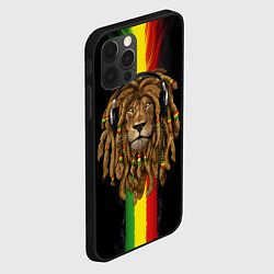 Чехол для iPhone 12 Pro Лев с дредами в наушниках, цвет: 3D-черный — фото 2