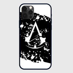 Чехол для iPhone 12 Pro Assassins Creed logo краски, цвет: 3D-черный