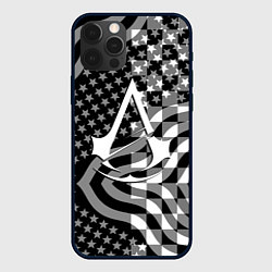 Чехол для iPhone 12 Pro Assassins Creed logo game usa, цвет: 3D-черный