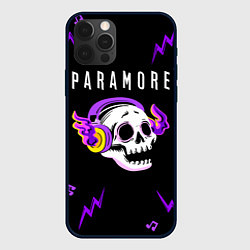 Чехол для iPhone 12 Pro Paramore неоновый череп, цвет: 3D-черный