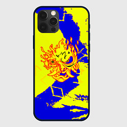 Чехол для iPhone 12 Pro Samurai logo yellow fire, цвет: 3D-черный