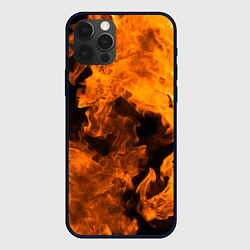 Чехол для iPhone 12 Pro Оранжевый огонь, цвет: 3D-черный