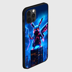 Чехол для iPhone 12 Pro Пикачу в роли Годзиллы - неоновое свечение, цвет: 3D-черный — фото 2