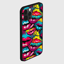 Чехол для iPhone 12 Pro Граффити губы женские с блеском, цвет: 3D-черный — фото 2