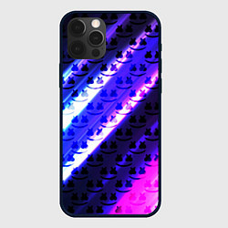Чехол для iPhone 12 Pro Marshmello неоновый паттерн, цвет: 3D-черный
