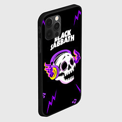 Чехол для iPhone 12 Pro Black Sabbath неоновый череп, цвет: 3D-черный — фото 2