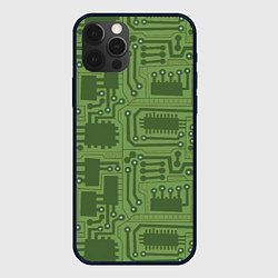 Чехол для iPhone 12 Pro Милитари электронная плата, цвет: 3D-черный
