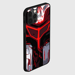 Чехол для iPhone 12 Pro Red stripes on a black and white background, цвет: 3D-черный — фото 2