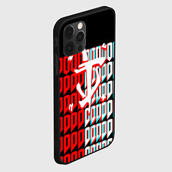 Чехол для iPhone 12 Pro Doom logo надписи, цвет: 3D-черный — фото 2