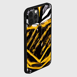 Чехол для iPhone 12 Pro Yellow and white abstraction on a black background, цвет: 3D-черный — фото 2