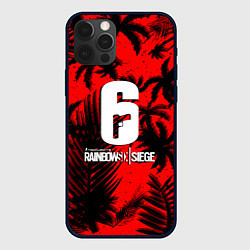 Чехол для iPhone 12 Pro Rainbow six тропик паттерн, цвет: 3D-черный