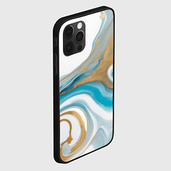 Чехол для iPhone 12 Pro Бело-голубой с золотом абстрактный узор, цвет: 3D-черный — фото 2