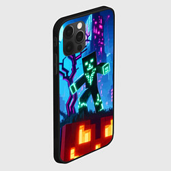 Чехол для iPhone 12 Pro Minecraft and halloween - neon glow, цвет: 3D-черный — фото 2