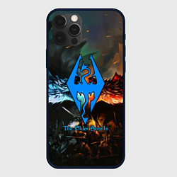 Чехол для iPhone 12 Pro Skyrim драконы, цвет: 3D-черный