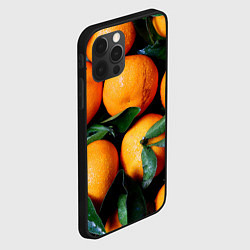 Чехол для iPhone 12 Pro Гора мандаринов апельсинов и листьев на Новый год, цвет: 3D-черный — фото 2