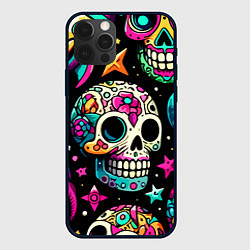 Чехол для iPhone 12 Pro Space collage with skulls and rockets - ai art, цвет: 3D-черный