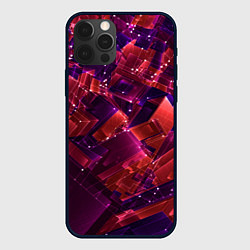 Чехол для iPhone 12 Pro Неоновая прозрачная геометрия, цвет: 3D-черный