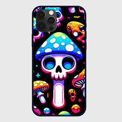 Чехол iPhone 12 Pro Ice cream skull and fly agaric - ai art fantasy