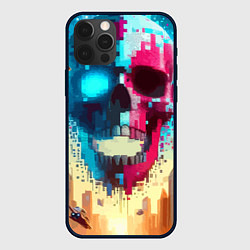 Чехол iPhone 12 Pro Cool vanguard neon cyber skull - ai art