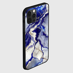 Чехол для iPhone 12 Pro Белый и синий мрамор текстура, цвет: 3D-черный — фото 2