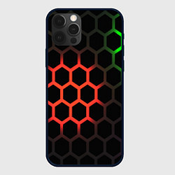 Чехол для iPhone 12 Pro Hexagon neon, цвет: 3D-черный