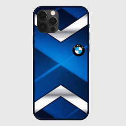 Чехол для iPhone 12 Pro BMW metalic blue abstract, цвет: 3D-черный