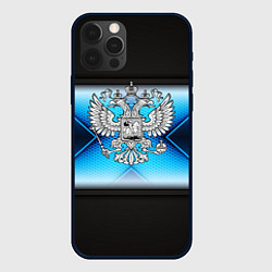 Чехол для iPhone 12 Pro Герб РФ абстракция соты, цвет: 3D-черный